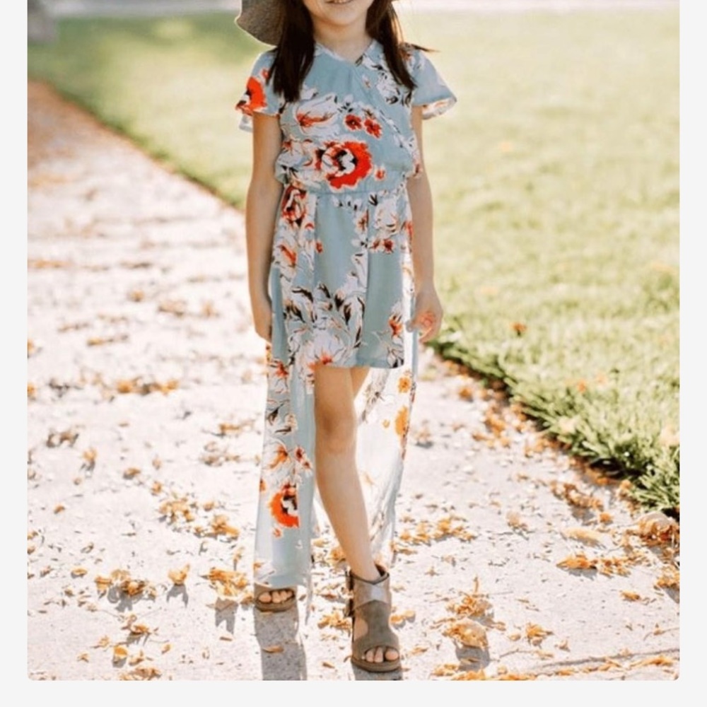 Paisley Flyaway Romper - Aqua & Orange Floral